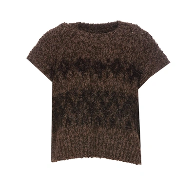 Roberto Collina Slipover Jacquard Sweater In Brown