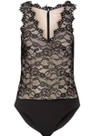 ALICE AND OLIVIA PRIMROSE LEAVERS LACE AND JERSEY BODYSUIT