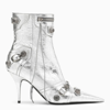 BALENCIAGA BALENCIAGA | METALLIC SILVER LEATHER CAGOLE ANKLE BOOT,694379WBDK3/N_BALEN-8018_500-39