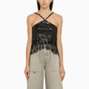 Attico Embellished Halter Neck Top In Black