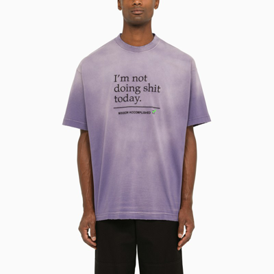 Vetements Text-print Faded T-shirt In Purple