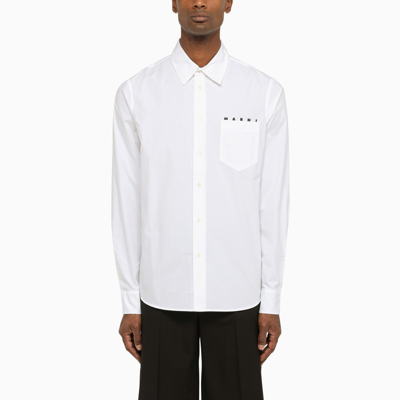 Marni Chest Logo-print Shirt In White