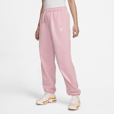 Nike Women's  Sportswear Club Fleece Mid-rise Oversized Sweatpants In Pink