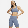 Nike Women's Go Firm-support High-waisted 8" Biker Shorts With Pockets In Blue
