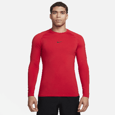 Nike Men's  Pro Dri-fit Slim Long-sleeve Fitness Top In Red