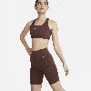 Nike Women's Universa Medium-support High-waisted 8" Biker Shorts With Pockets In Brown