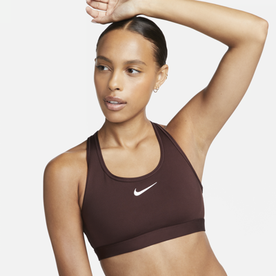 Nike Women's Swoosh Medium Support Padded Sports Bra In Brown
