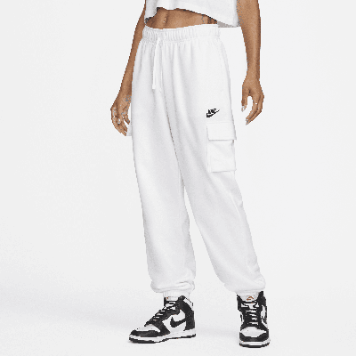 Nike Women's  Sportswear Club Fleece Mid-rise Oversized Cargo Sweatpants In White & Black
