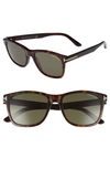 Tom Ford Eric 55mm Sunglasses In Dark Havana/ Green