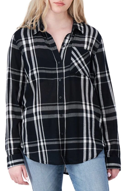 Lucky Brand Plaid Gauze Button-up Shirt In Black Multi