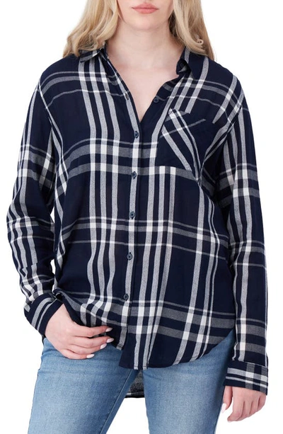 Lucky Brand Plaid Gauze Button-up Shirt In Blue Multi