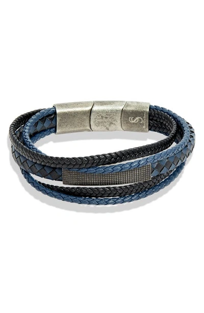 Savvy Cie Jewels Multi Strand Leather Bracelet In Blue