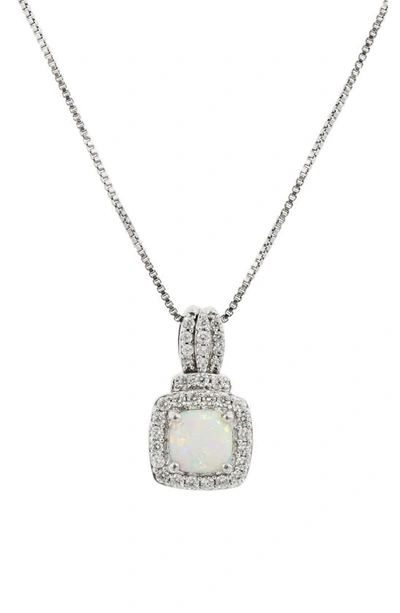 Savvy Cie Jewels Cz Pavé Created Opal Pendant Necklace In Metallic