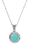 SAVVY CIE JEWELS STERLING SILVER TURQUOISE MEDALLION PENDANT NECKLACE