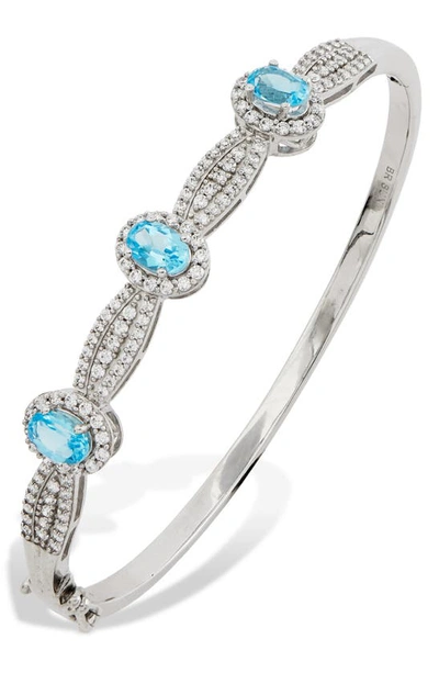 Savvy Cie Jewels Cz Pavé Created Sky Blue Topaz Bangle Bracelet