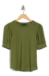 T Tahari Blouson Sleeve Top In Olive Moss