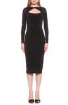 Alexia Admor Tanya Twist Front Cutout Midi Dress In Black
