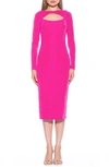 Alexia Admor Tanya Twist Front Cutout Midi Dress In Magenta