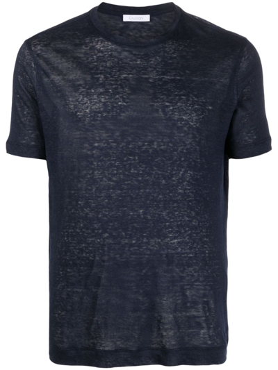 Cruciani T-shirt Aus Leinen In Blue