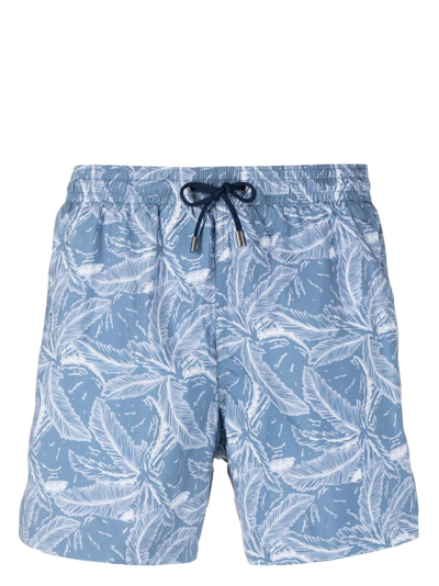 Canali Badeshorts Mit Feder-print In Blue