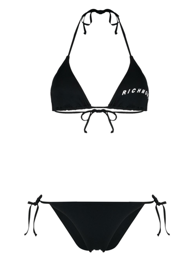 John Richmond Triangel-bikini Mit Logo In Black