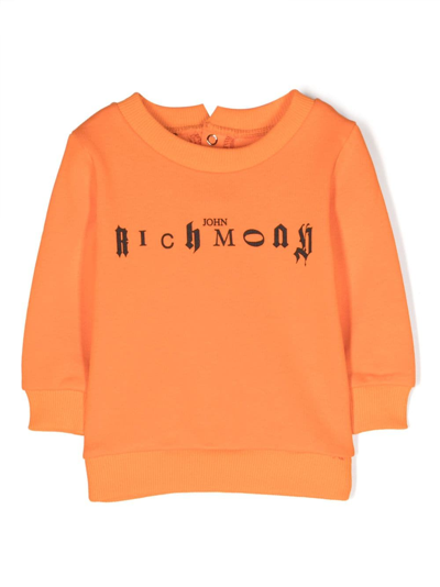 John Richmond Junior Babies' Logo印花长袖t恤 In Orange