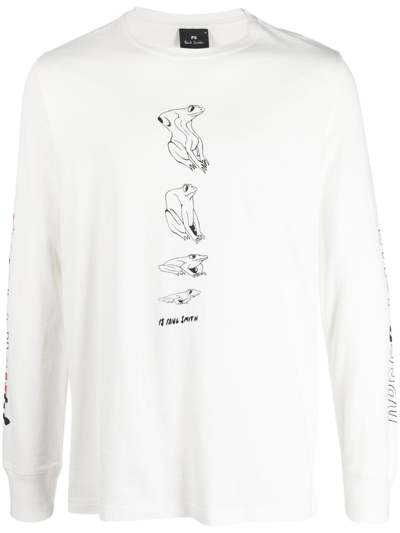 Ps By Paul Smith Logo-print Detail Organic-cotton T-shirt In Weiss