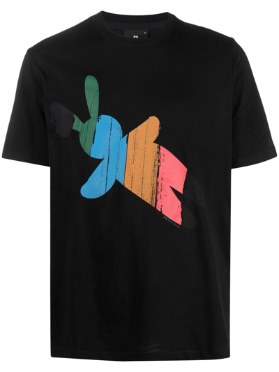 Ps By Paul Smith Graphic-print Organic-cotton T-shirt In Schwarz
