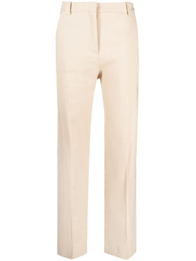 Maje Womens Naturels Posta Straight-fit Split-pleat Linen-blend Trousers In White