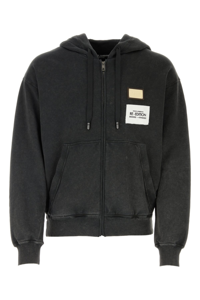 Dolce & Gabbana Chest Logo Zip Cardigan In Black