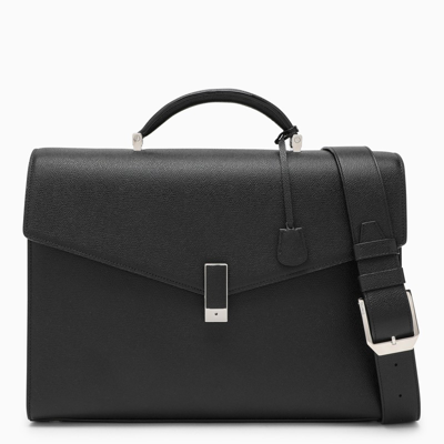 Valextra Men's Iside Leather Briefcase In Black