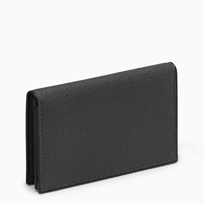 Valextra Gray Leather Card Holder In Grey