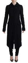 Dolce & Gabbana Black Button Down Long Blazer Cotton Jacket In Black