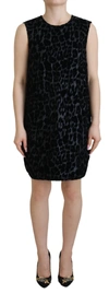 Dolce & Gabbana Black Leopard Shift Mini Polyester Dress In Black