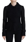 Dolce & Gabbana Black Wool Knitted Button Down Collar Jacket In Black