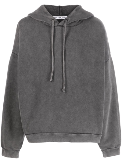 Acne Studios Cropped Cotton Hoodie In Black