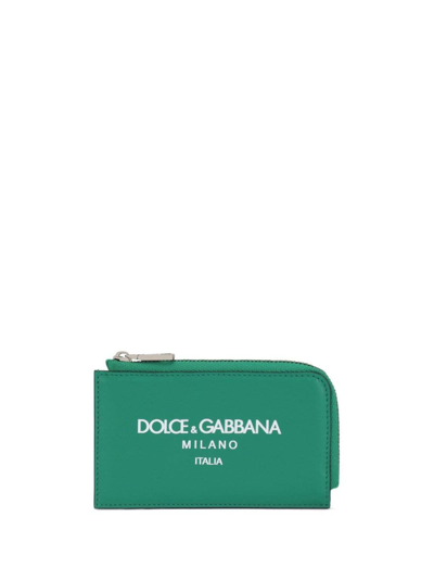 Dolce & Gabbana Logo-print Zip-around Wallet In Green