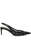 DOLCE & GABBANA POINTED-TOE LACE-PANELLED PUMPS