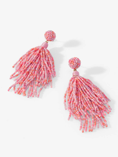 New York And Company Seedbead Tassel Earrings In Pink