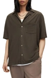 Allsaints Cudi Short Sleeve Button-up Camp Shirt In Roasted Brown