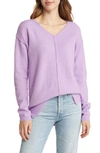 Caslon High/low V-neck Sweater In Purple Sheer