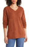 Caslon High/low V-neck Sweater In Rust Sequoia