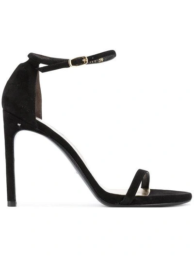 Stuart Weitzman Nudist Song Suede Sandals In Black