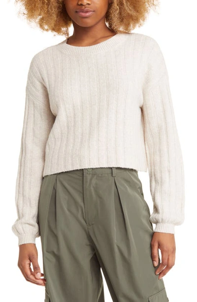 Bp. Ribbed Crewneck Sweater In Beige Oatmeal Light Heather
