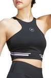 Adidas By Stella Mccartney Truepace Heat.rdy Longline Sports Bra In Black/ Purple Glow