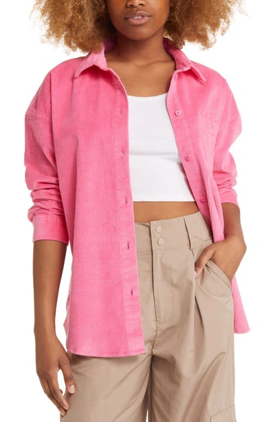 Bp. Corduroy Button-up Shirt In Pink Azalea