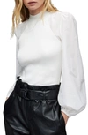 Allsaints Cleo Balloon Sleeve Top In White