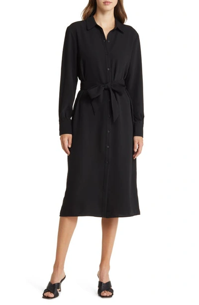 Nordstrom Long Sleeve Belted Shirtdress In Black