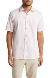 Ted Baker Apsley Linear Leaf Short Sleeve Button-up Shirt In Peachy