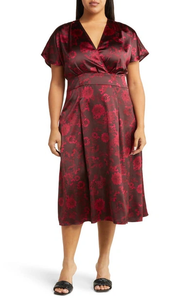 chelsea28 flutter sleeve asymmetric hem dress Women's Floral Jacquard Maxi Dress with Slit – Velstaire main image 1